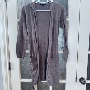 BCBGMaxAzria Taupe Hooded Cardigan
